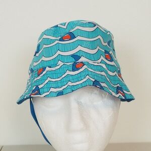 UV Skinz Bucket Hat Boys Blue Shark Print Sun Protection UPF 50+ Beach Swim Hat